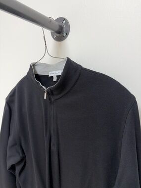 Peter Millar Black Half-Zip Pullover with Silver Zipper